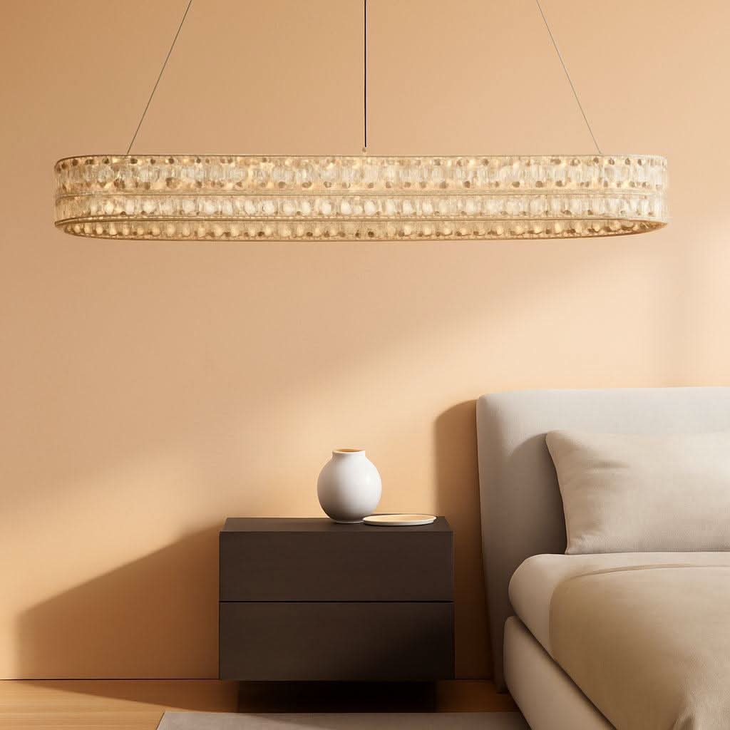 47" Rectangular Chrome Crystal Chandelier